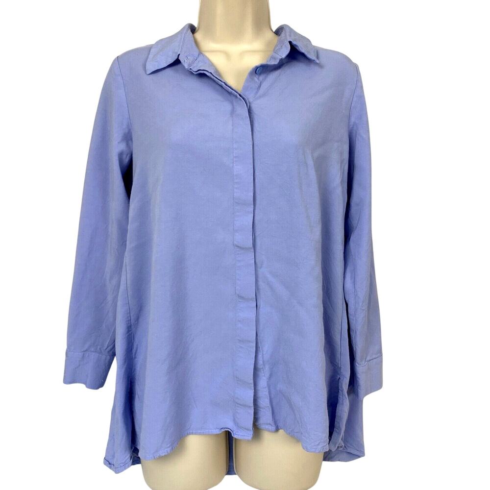 Soft Surroundings Top Womens XS Purple Lavender Button Up Tunic Soft Flowy Swing